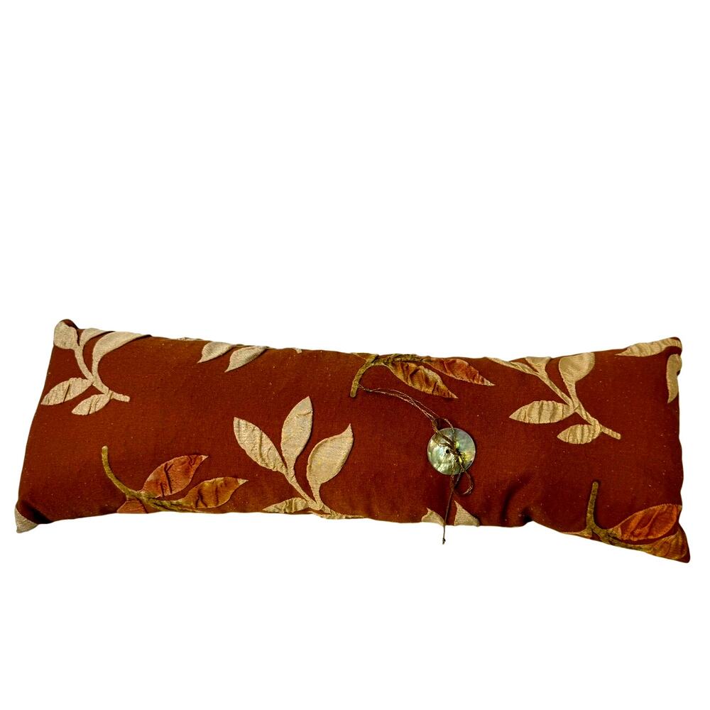 3-Piece Autumn Floral Appliqué Decorative Pillow Set with Shell Button Accents - Picture 4 of 9